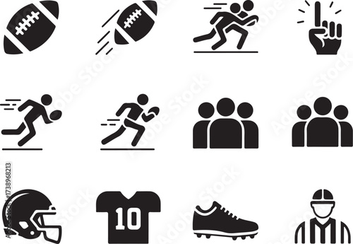 American football icons for sports and competition