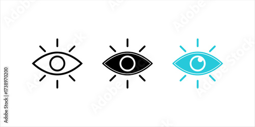 Clear vision icon. Eye. Isolated on white. black icon set.	icon set. vector illustration, pictogram isolated on white background. color editable
