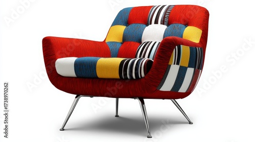 Retro Chair with Bold Fabric Design for Stylish Décor