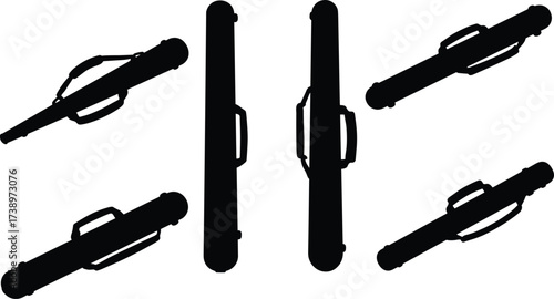 Black rifle case silhouette, firearm storage bag, tactical gun case, hunting gear equipment, protective weapon carrier, military shooting accessory illustration