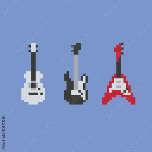 guitar in pixel art style
