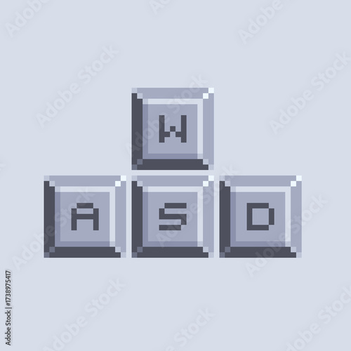 wasd keyboard keys in pixel art