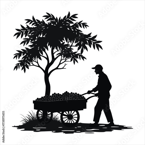 silhouette of a man Fruit Cart