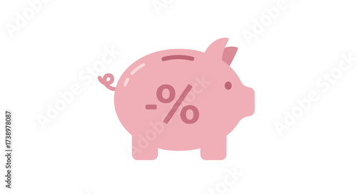 Savings Pig Cute Piggy Bank with Percentage Symbol for Financial Savings