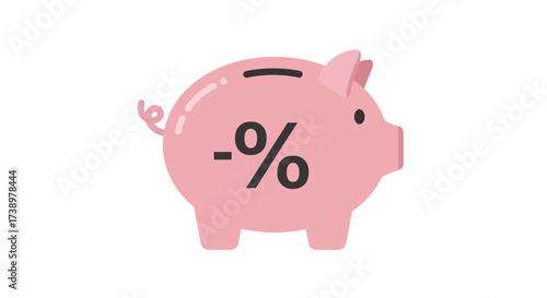Discount Piggy Bank Savings and Financial Planning Illustration