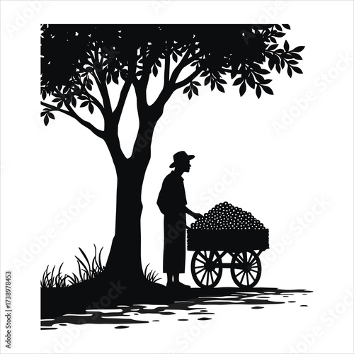 silhouette of a man Fruit Cart