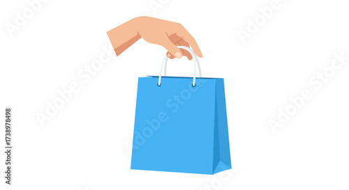 Hand Holding a Shopping Bag Retail Purchase Vector Illustration