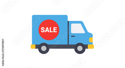 Blue Delivery Truck with Sale Sign A Vector Illustration for Promotions