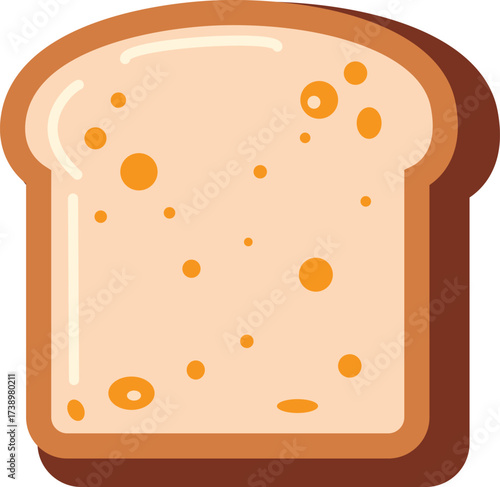Isolated bread slice flat vector cartoon illustration breakfast food bakery ingredient graphic design