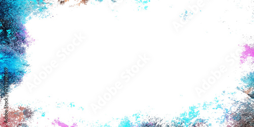 Abstract blue Christmas vector illustration with a snowflake border and a watercolor frame