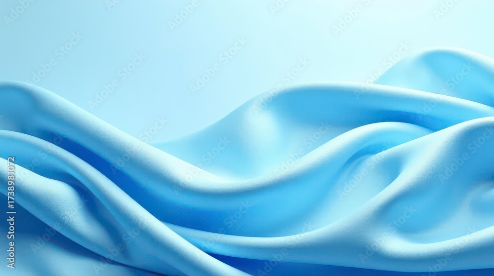 Obraz premium Serene Light Blue Fabric Draped in Elegant Waves, Creating a Soft and Luxurious Texture for Design Projects