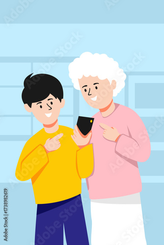 grandmother and grandson