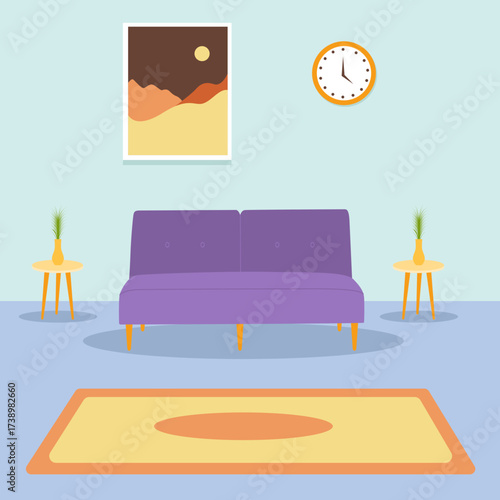bed and clock interior design