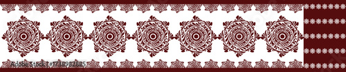 saree design illustration, white  body  red border, saree for puja