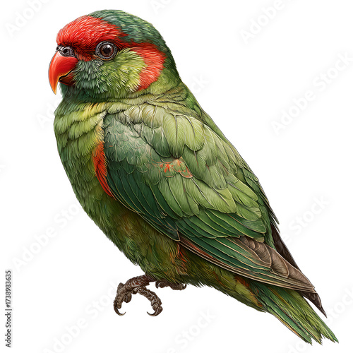 Red-crowned Parakeet Realistic Detailed Parrot Isolated on Transparent Background