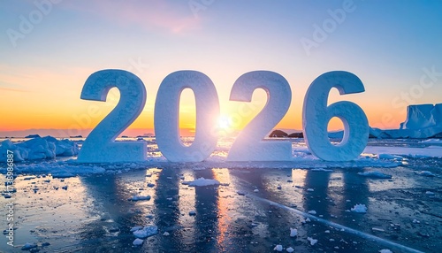 Wallpaper Mural Ice sculptures of 2026 on frozen arctic landscape at sunset Torontodigital.ca