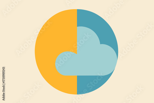 Design condition half vector sun abstract cloudy partly cloud circular illustration representing