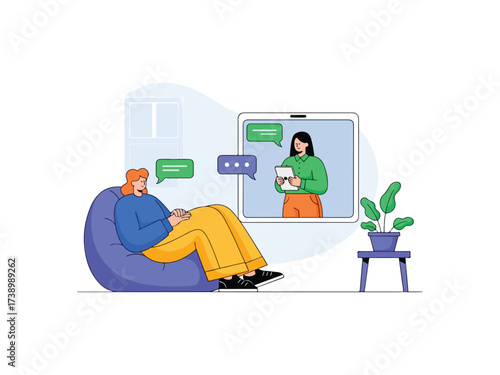 Woman on Video Call for Online Therapy or Virtual Consultation Service