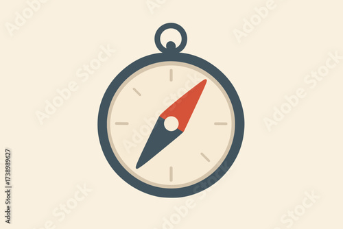 Over bold needle circular design illustration pale minimalist vector compass pointing