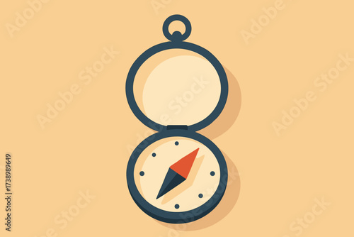 Lid design geometric minimalist pointer style inside flat showing vector compass illustration