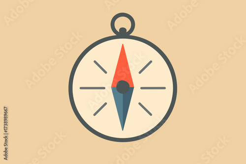 Compass circular minimal design illustration dial vector radiating four simple arrows outward