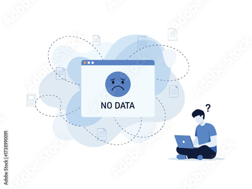 No Data Found Error Message: Man Confused by Empty Search Results or Missing Files