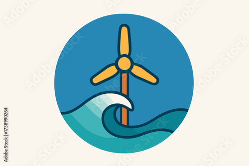 Icon placed wave vector illustration minimal frame tidal circular power
