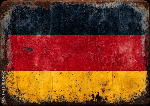 Distressed German Flag Texture with Authentic Grunge Style for Historical and Patriotic Designs, Evoking Heritage and Resilience, Ideal for Backgrounds