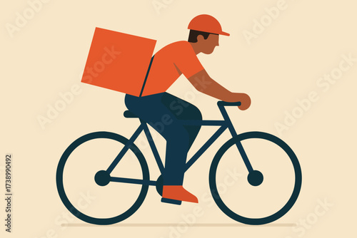 Minimalist vector bicycle rectangles illustration box courier into carrying parcel simplified