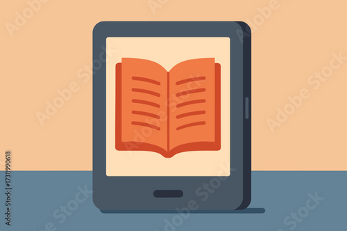 Geometric overlayed book e flat minimal reader illustration vector tablet silhouette minimalist