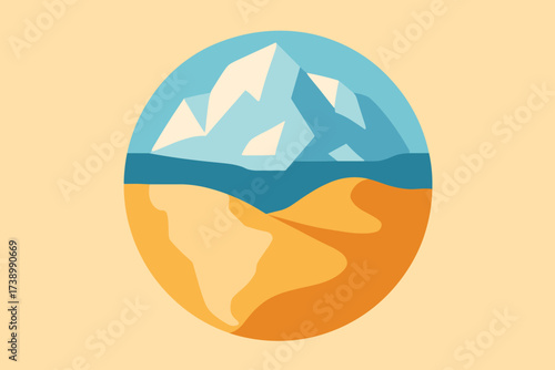 Half vector shapes desert globe covered dual flat ice geometric climate illustration