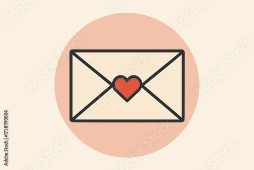 Pastel placed center sealed circle illustration seal flat vector envelope heart