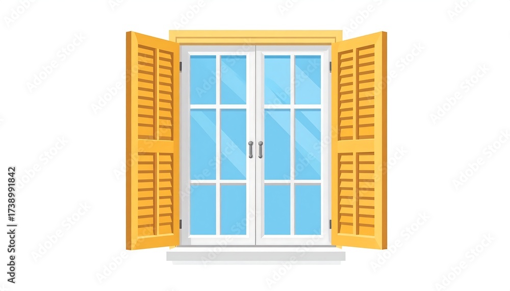 Fototapeta premium Open window with shutters