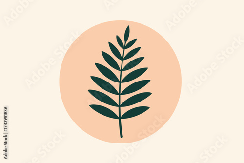 Illustration vector inside art placed silhouette fern leaf minimal pastel background