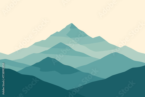 Silhouettes distance geometric vector mountain into fading illustration layered ridges minimalist