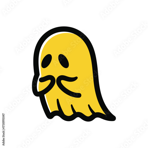 Cute Ghost Yellow Halloween Cartoon Illustration Isolated on White