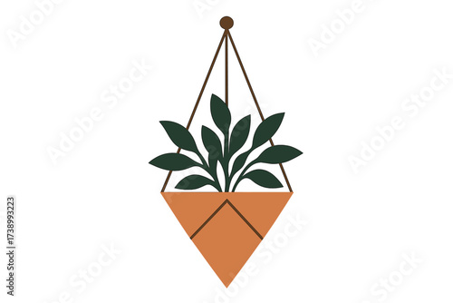 Geometric inside flat silhouette ropes illustration suspended vector plant hanging