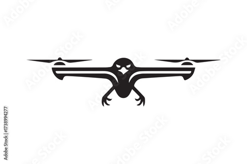 Modern Drone Logo Creative Combination of Falcon and Quadcopter Symbol