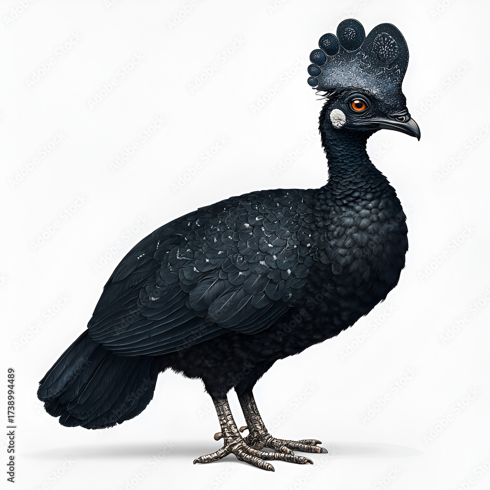Naklejka premium Northern Helmeted Curassow Realistic Detailed Bird Isolated on Transparent Background
