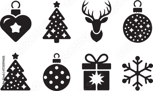 Festive Christmas icons celebrate winter holidays joyfully