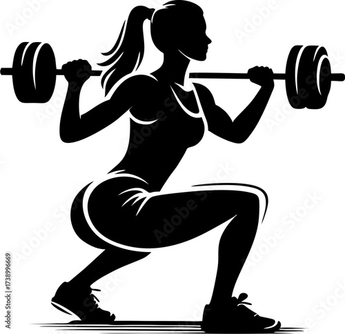 Female Barbell Squat Silhouette – Power and Precision