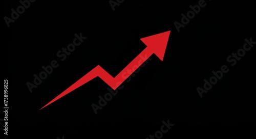 Dynamic red arrow chart showing upward growth and success against black background