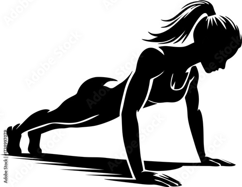 Female Push-Up Silhouette – Strength and Endurance