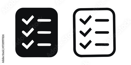 Check list icon. Checklist icon sets. Document icon, questionnaire symbol. 
