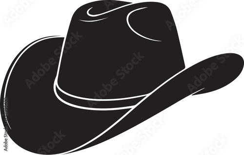 Black Cowboy Hat Silhouette with White Accents western hat