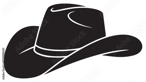 Dark Cowboy Hat Silhouette with White Detail black