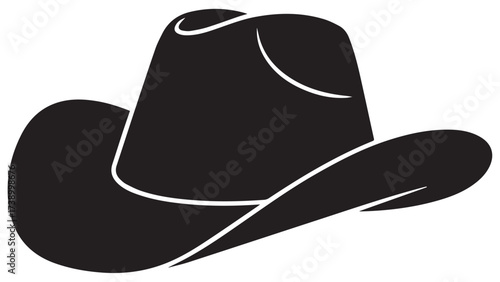 Stylized Black Cowboy Hat Silhouette on White western