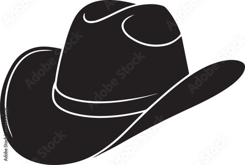 Stylized Black Cowboy Hat with White Details western