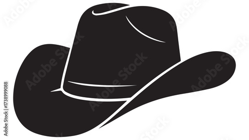 Simple Black Cowboy Hat Illustration on White silhouette