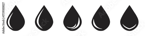 Drop icon. Water drop icon. Oil drop icons set. 
